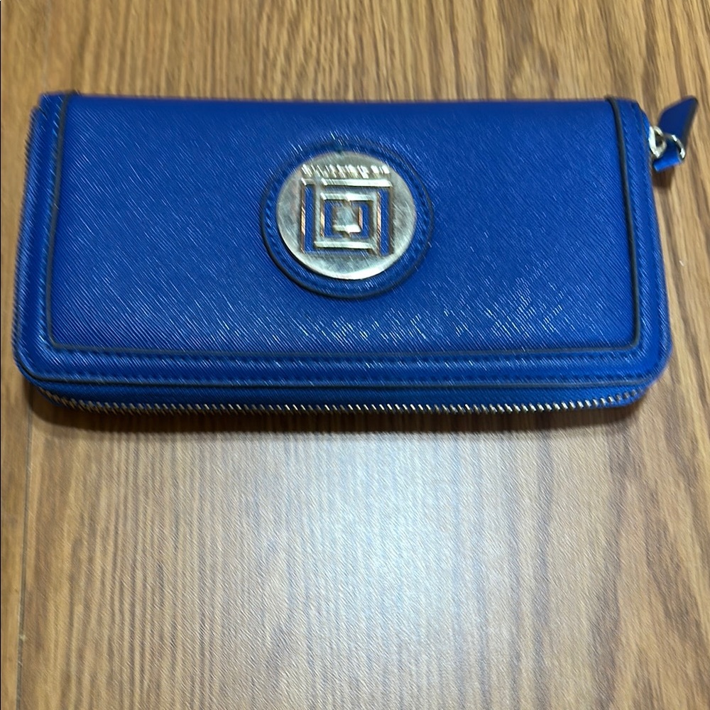 Blue Zip-Around Wallet